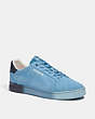 COACH®,CLIP LOW TOP SNEAKER,Suede,Midnight Navy/Pacific Blue,Front View