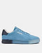 COACH®,CLIP LOW TOP SNEAKER,Suede,Midnight Navy/Pacific Blue,Angle View