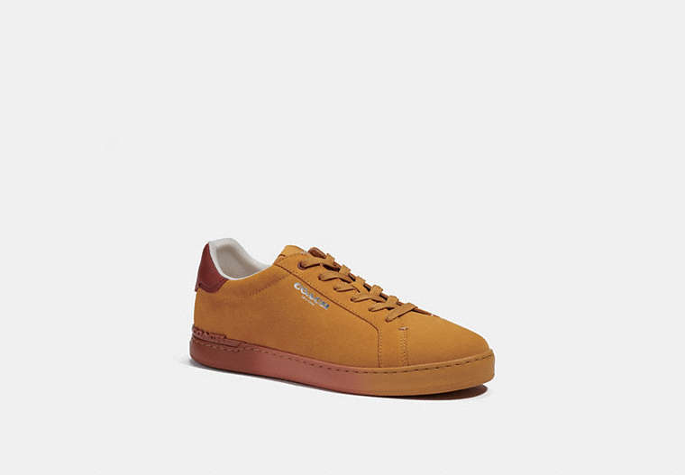 COACH®,CLIP LOW TOP SNEAKER,Suede,Rust/Bright Mandarin,Front View