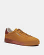 COACH®,CLIP LOW TOP SNEAKER,Suede,Rust/Bright Mandarin,Front View