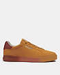 COACH®,CLIP LOW TOP SNEAKER,Suede,Rust/Bright Mandarin,Angle View