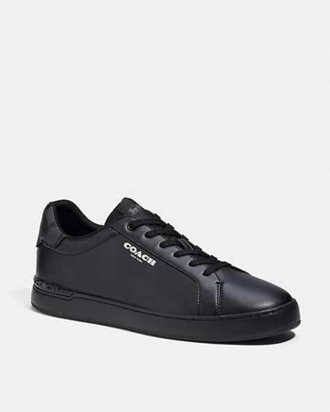 COACH®,CLIP LOW TOP SNEAKER WITH SIGNATURE CANVAS,Signature Coated Canvas,Black,Front View
