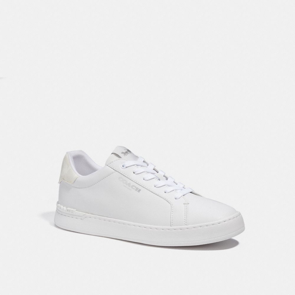 COACH®,CLIP LOW TOP SNEAKER WITH SIGNATURE CANVAS,Optic White,Front View