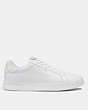 COACH®,CLIP LOW TOP SNEAKER WITH SIGNATURE CANVAS,Signature Coated Canvas,Optic White,Angle View