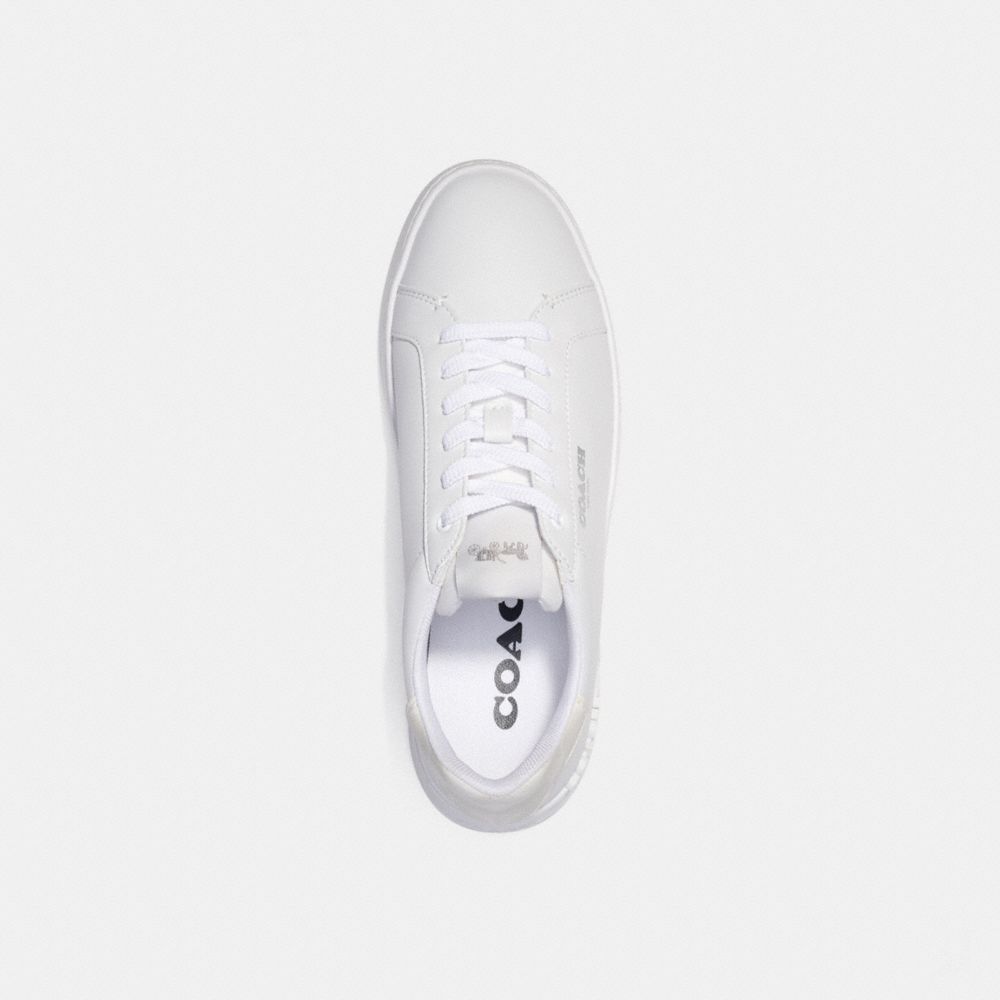 COACH®,CLIP LOW TOP SNEAKER WITH SIGNATURE CANVAS,Optic White,Inside View,Top View