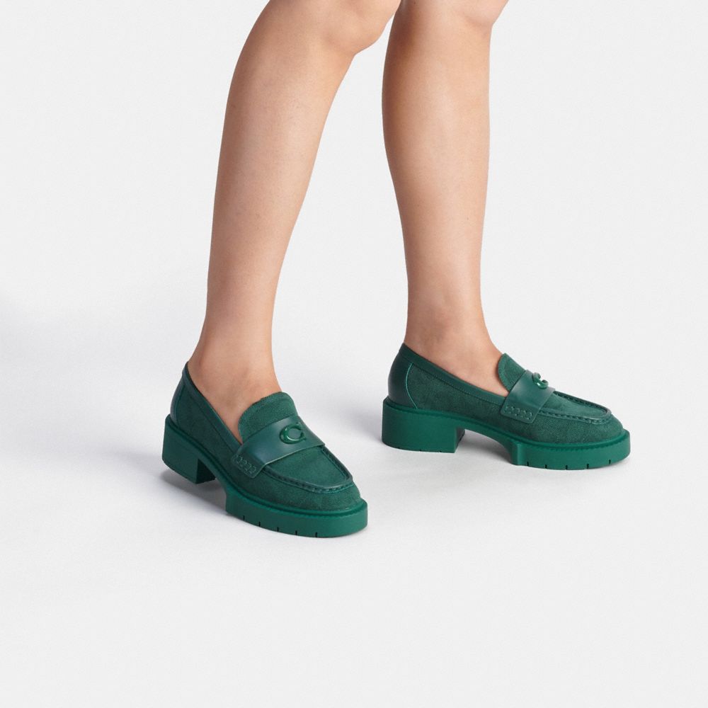 COACH®,Leah Loafer In Signature Canvas,,Detail View