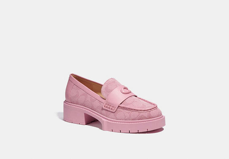 COACH®,LEAH LOAFER IN SIGNATURE CANVAS,Signature Canvas,Tulip,Front View