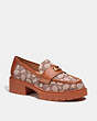 COACH®,LEAH LOAFER IN SIGNATURE JACQUARD,Signature Jacquard,Cocoa/Burnished Amber,Front View