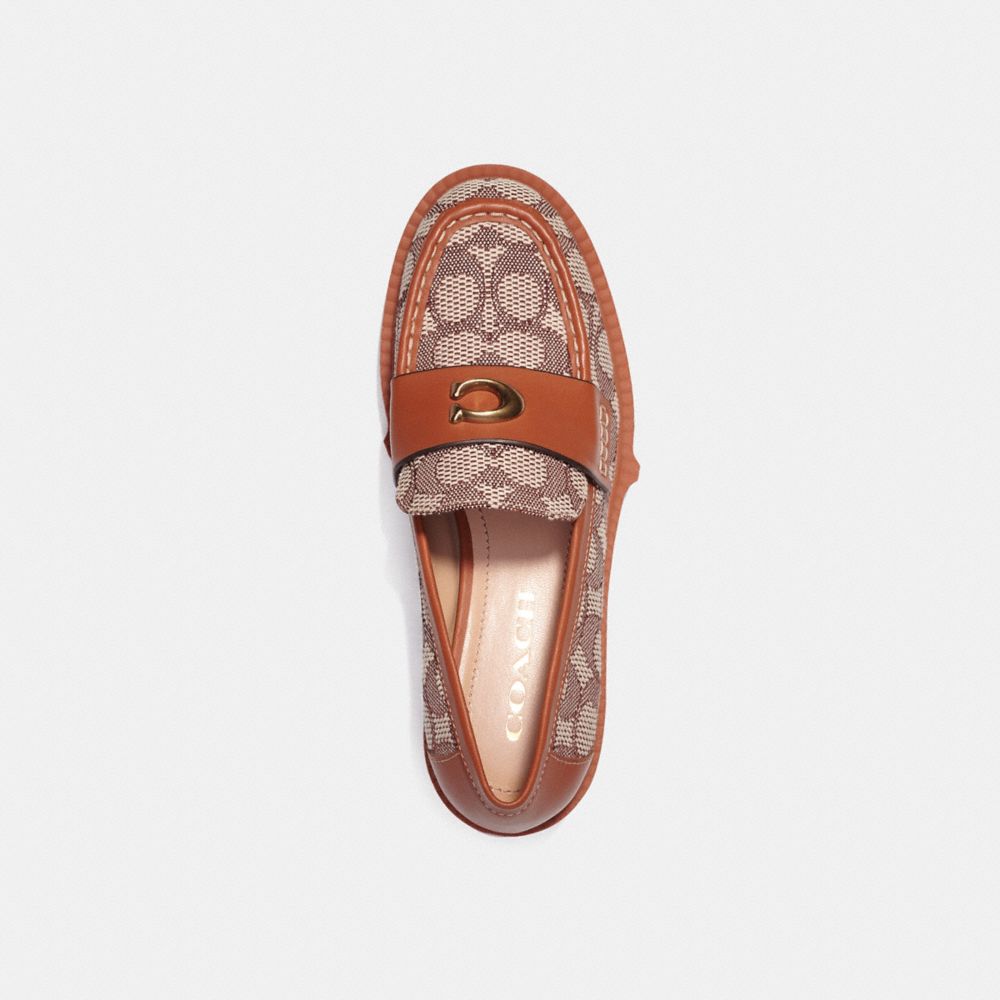 COACH®,LEAH LOAFER IN SIGNATURE JACQUARD,Signature Jacquard,Cocoa/Burnished Amber,Inside View,Top View