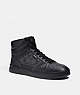 COACH®,CLIP COURT HIGH TOP SNEAKER IN SIGNATURE CANVAS,Signature Coated Canvas,Black,Front View