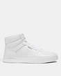 COACH®,CLIP COURT HIGH TOP SNEAKER,Leather,Optic White,Angle View