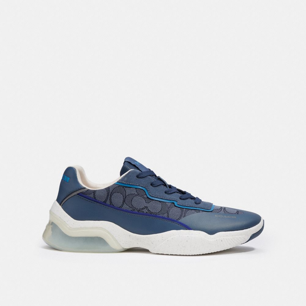 COACH®,CITYSOLE RUNNER IN SIGNATURE JACQUARD,Signature Jacquard,Denim,Angle View