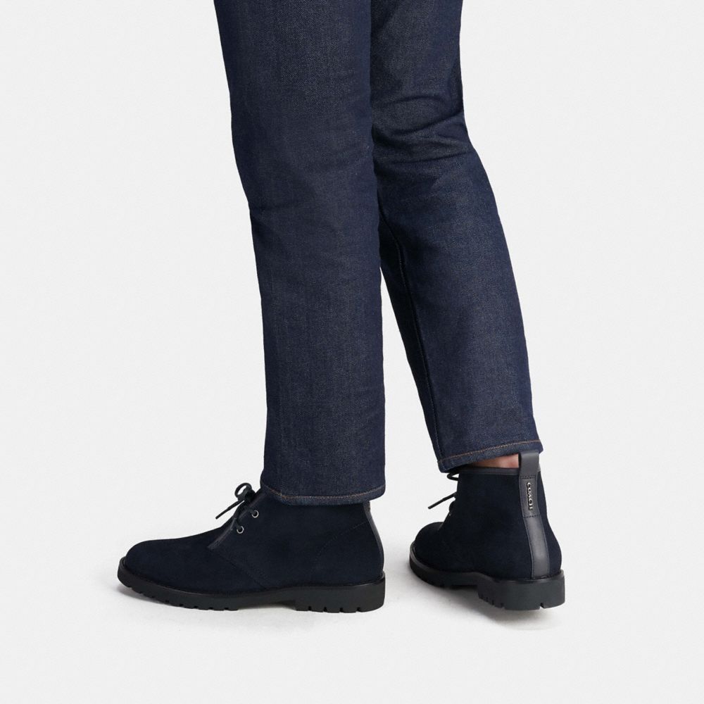 COACH®,Desert Boot,Rubber,Suede,Leather,Lining Leather,Chukka,Leather Embellishment,Pull Tab,Business Casual,,Detail View