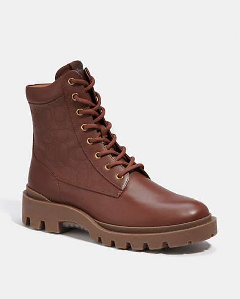 COACH®,CITYSOLE BOOT,Leather,Saddle,Front View