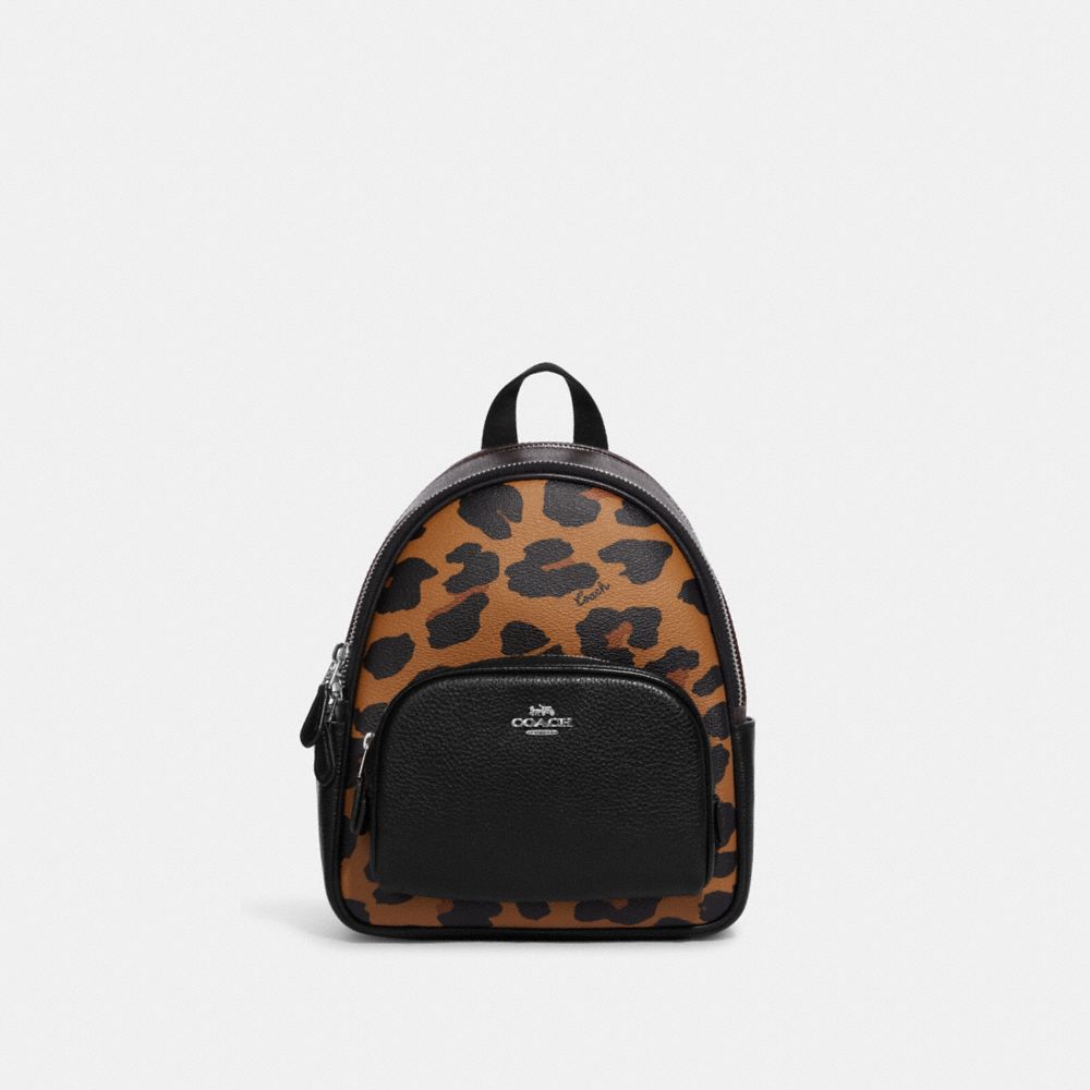 COACH® | Mini Court Backpack In Signature Canvas With Leopard Print