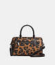 COACH®,ROWAN SATCHEL BAG IN SIGNATURE CANVAS WITH LEOPARD PRINT,Leather,Large,Silver/Light Saddle Multi,Front View