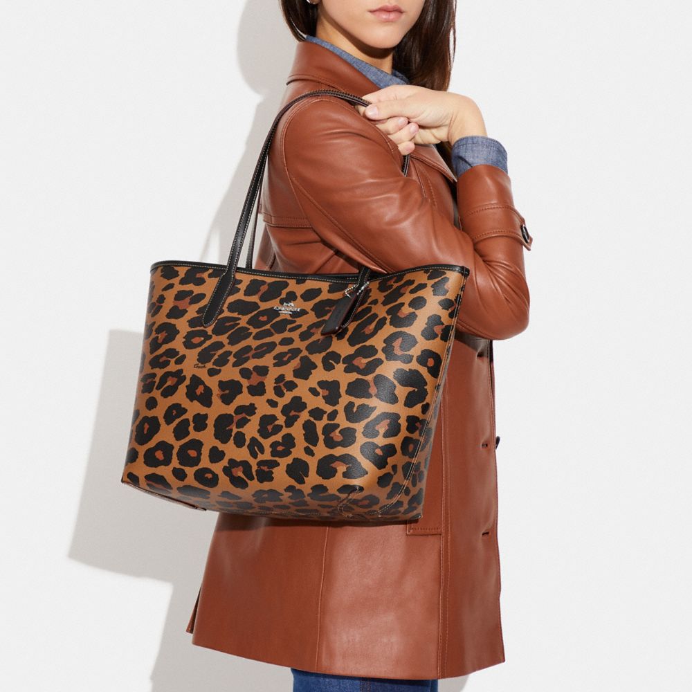 COACH®  City Tote In Signature Canvas With Heart Cherry Print