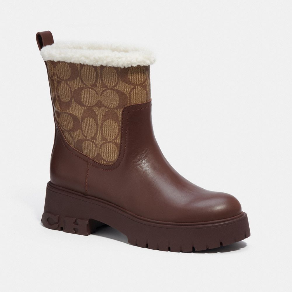 COACH®,RAINA BOOT IN SIGNATURE JACQUARD,Walnut Brown,Front View