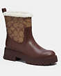 COACH®,RAINA BOOT IN SIGNATURE JACQUARD,mixedmaterial,Walnut Brown,Front View