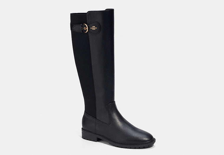 COACH®,FRANKLIN RIDING BOOT,mixedmaterial,Black,Front View image number 0
