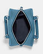 COACH®,SYDNEY SATCHEL,Crossgrain Leather,Medium,Silver/Pacific Blue,Inside View,Top View