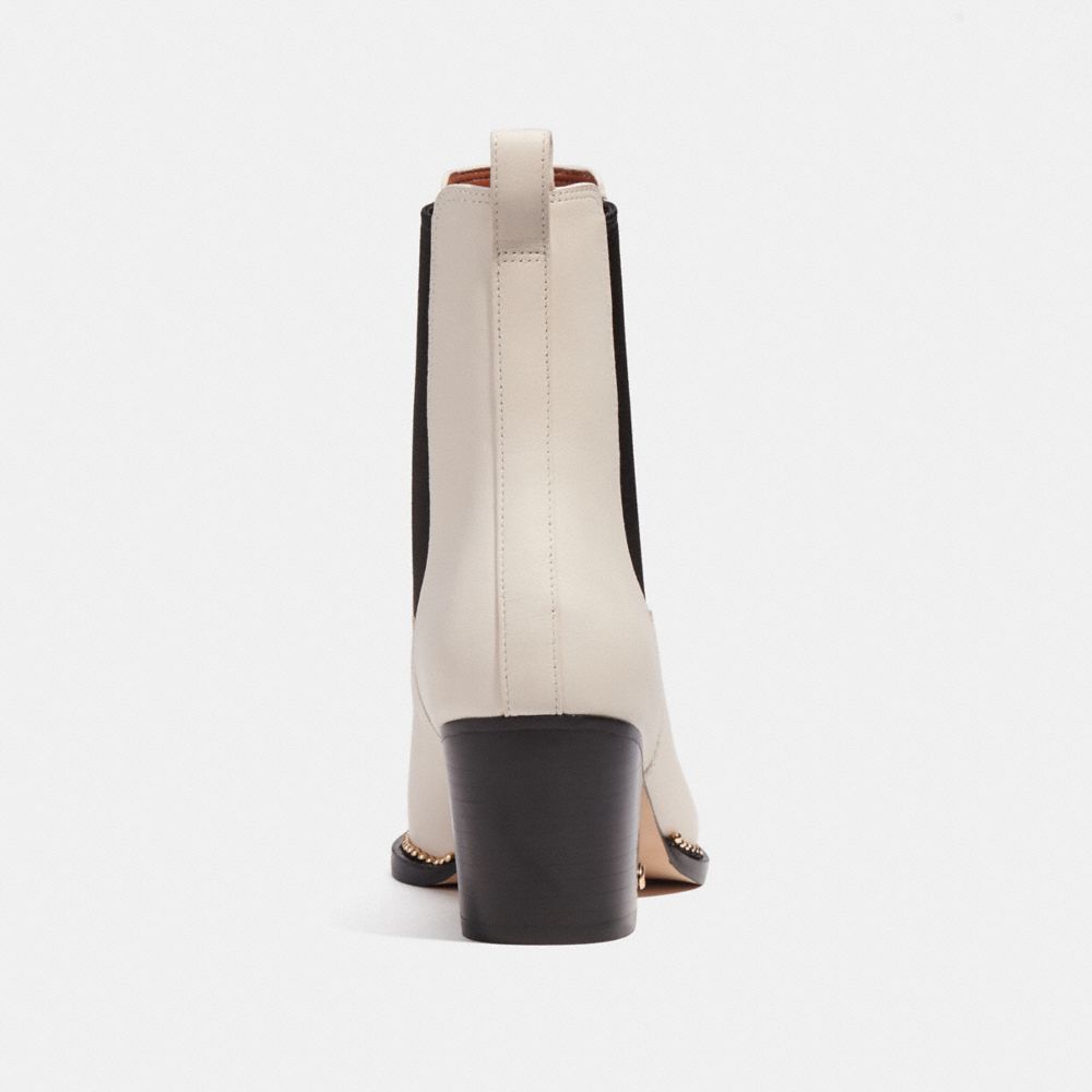 COACH®,Pierce Bootie,Lining Leather,Leather,Rubber,Chelsea Boots,Bead Embellishment,Pull Tab,Elastic Gore,Gold Metal,Day P...,Cream,Alternate View