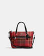 COACH®,MINI GALLERY CROSSBODY WITH TARTAN PLAID PRINT,Small,Silver/Red/Black Multi,Front View