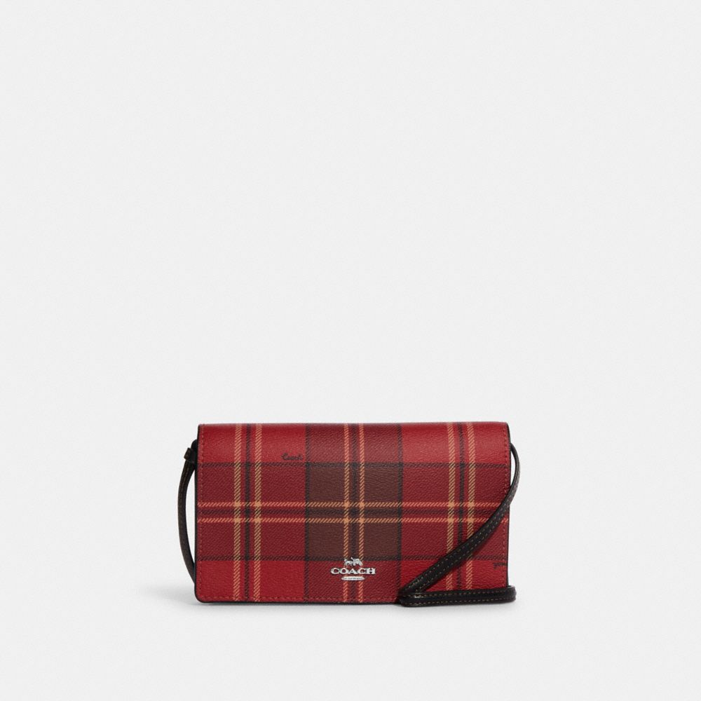 Pochette porté-croisé Anna à rabat avec imprimé tissu écossais tartan