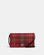 COACH®,ANNA FOLDOVER CLUTCH CROSSBODY WITH TARTAN PLAID PRINT,Printed Coated Canvas,Mini,Silver/Red/Black Multi,Front View
