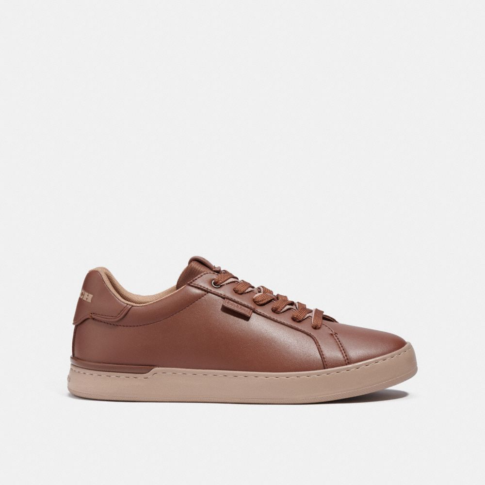 COACH®,LOWLINE LOW TOP SNEAKER,Leather,Saddle,Angle View