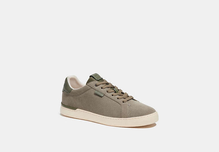 COACH®,LOWLINE LOW TOP SNEAKER,Leather,Army Green,Front View