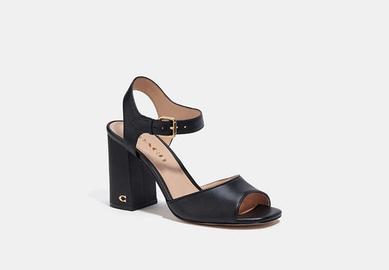COACH®,MARLA SANDAL,Leather,Black,Front View