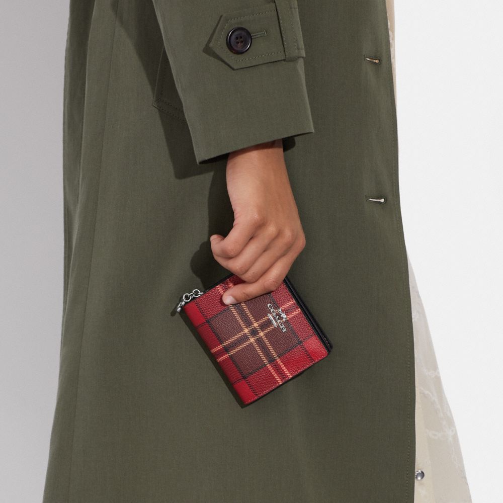 COACH Snap Wallet With Tartan Plaid Print