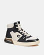 COACH®,CITYSOLE HIGH TOP SNEAKER,Leather,Chalk/Black,Front View