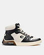 COACH®,CITYSOLE HIGH TOP SNEAKER,Leather,Chalk/Black,Angle View