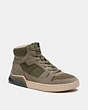 COACH®,CITYSOLE HIGH TOP SNEAKER,Suede,Army Green,Front View