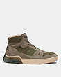 COACH®,CITYSOLE HIGH TOP SNEAKER,Suede,Army Green,Angle View