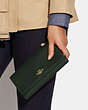 COACH®,SLIM TRIFOLD WALLET,Pebbled Leather,Gold/Amazon Green,Detail View