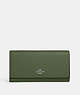 COACH®,SLIM TRIFOLD WALLET,Pebbled Leather,Silver/Dark Sage,Front View