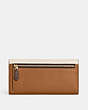 COACH®,SLIM TRIFOLD WALLET IN COLORBLOCK,Refined Pebble Leather,Mini,Im/Ivory/Light Saddle Multi,Back View