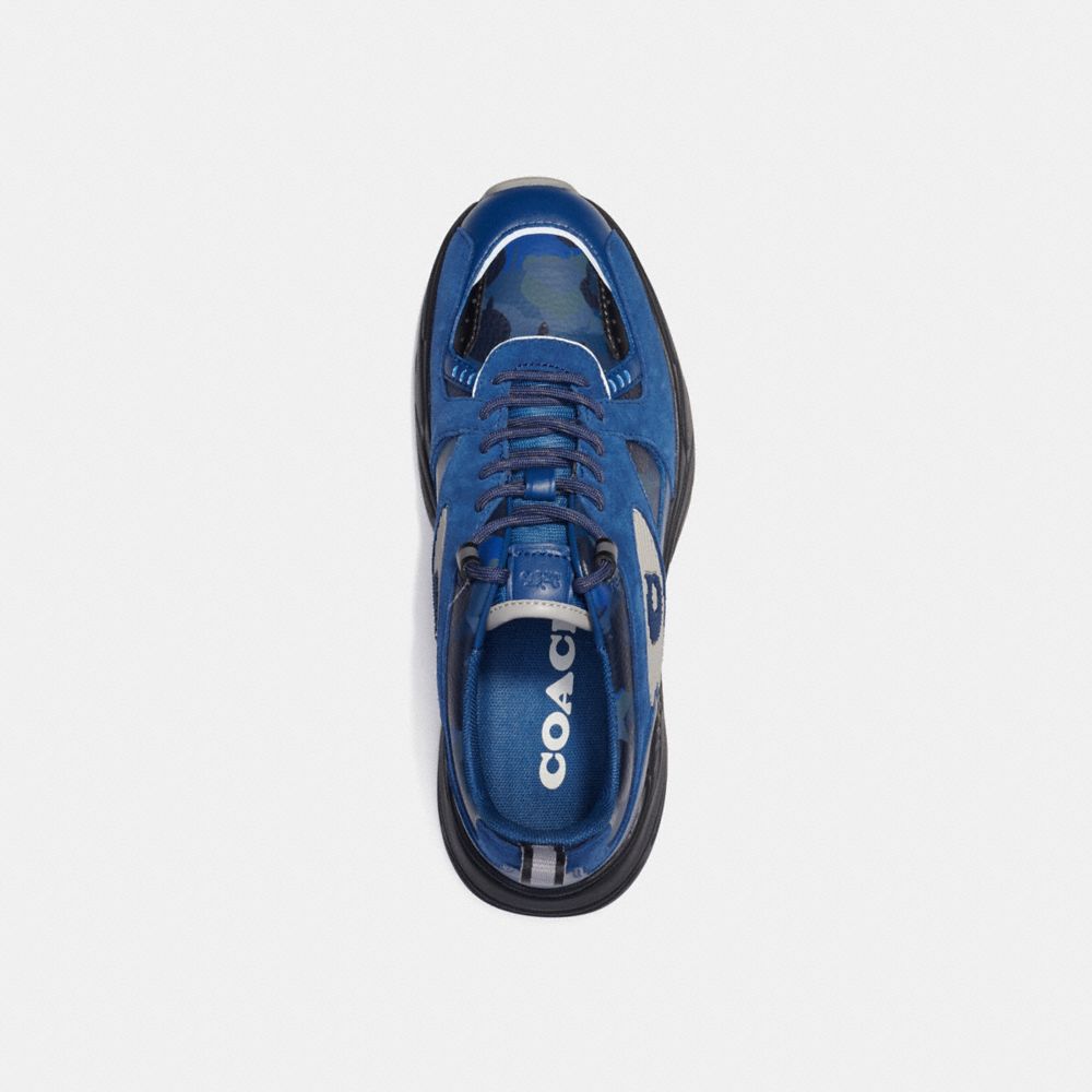 COACH®,TECH RUNNER WITH CAMO PRINT,Leather,Navy Camo,Inside View,Top View