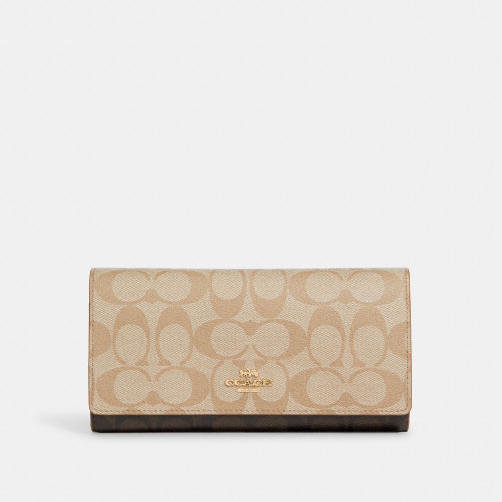 Coach Outlet Small Trifold Wallet In Blocked Signature Canvas In Multi