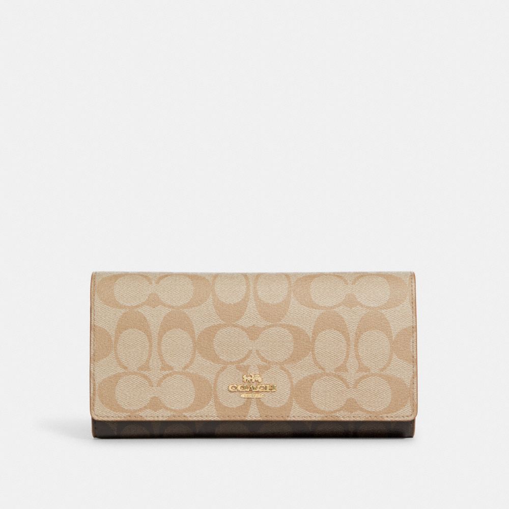 COACH®  Slim Trifold Wallet In Blocked Signature Canvas