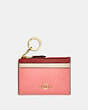 COACH®,MINI SKINNY ID CASE IN COLORBLOCK,Crossgrain Leather,Mini,Gold/Candy Pink Multi,Front View