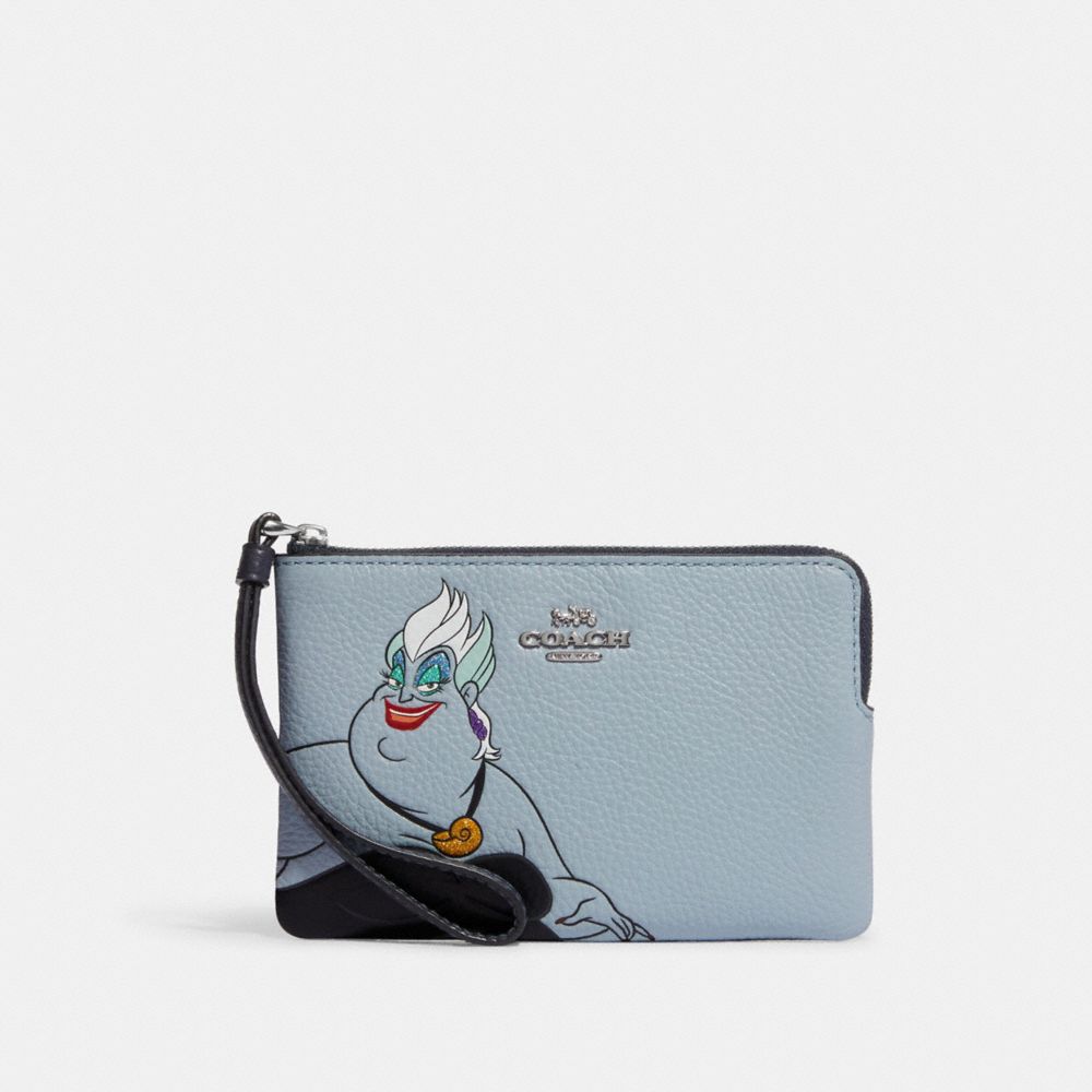 Disney X Coach Corner Zip Wristlet With Ursula Motif