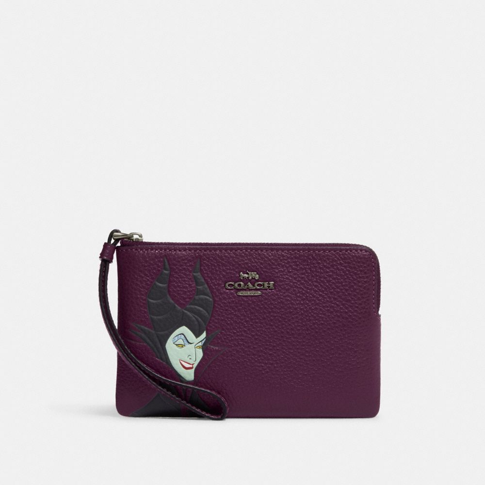 COACH Double Zip Wallet In Pebble Leather in Pink