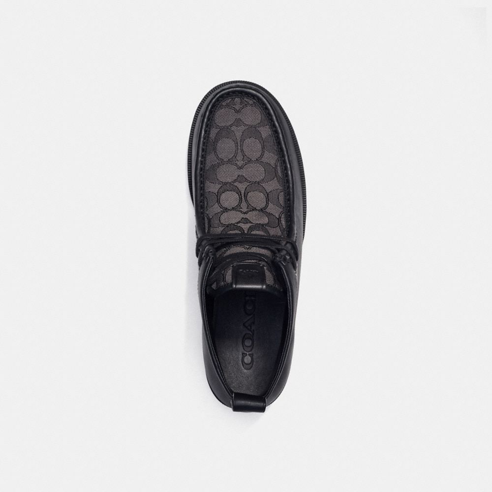 COACH®,BOTTE CHUKKA EN JACQUARD SIGNATURE,Cuir,Noir,Inside View,Top View