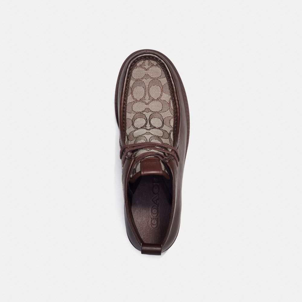COACH®,CHUKKA BOOT IN SIGNATURE JACQUARD,Leather,Maple,Inside View,Top View