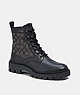 COACH®,CITYSOLE LACE UP BOOT IN SIGNATURE JACQUARD,Leather,Black,Front View