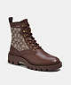COACH®,CITYSOLE LACE UP BOOT IN SIGNATURE JACQUARD,Leather,Maple,Front View